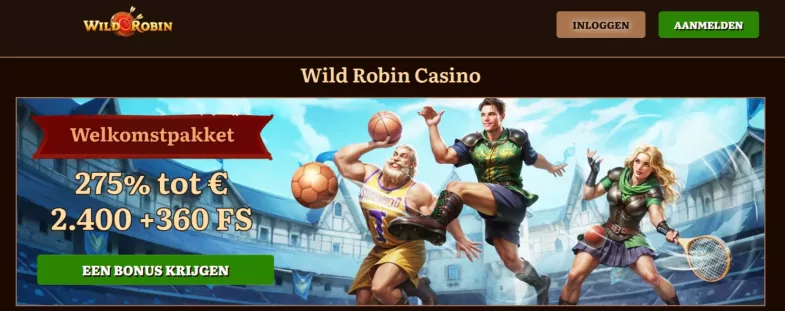 Wild Robin Casino – 100% tot €500 + 200 Gratis Spins welkomstbonus voor Nederlandse spelers